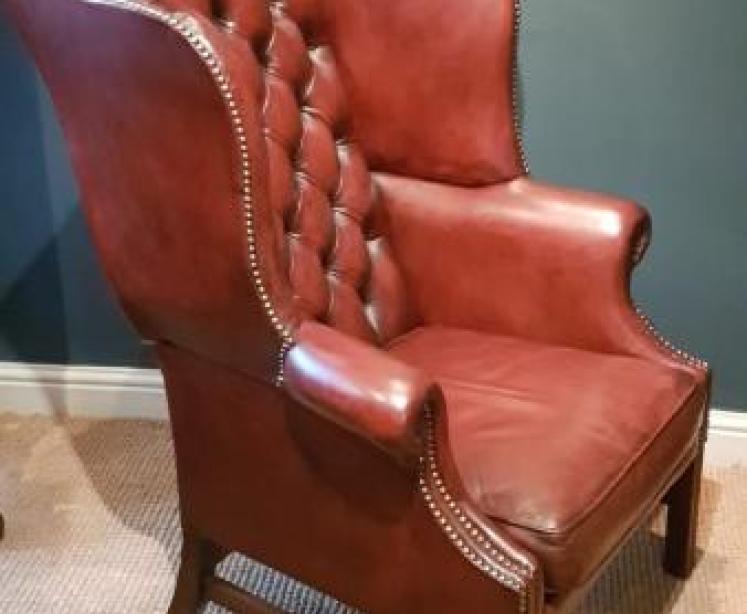 Leather Wing Back Arm Chair - Image 7