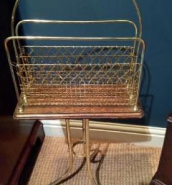 Late Victorian Brass & Oak Revolving Magazine Rack
