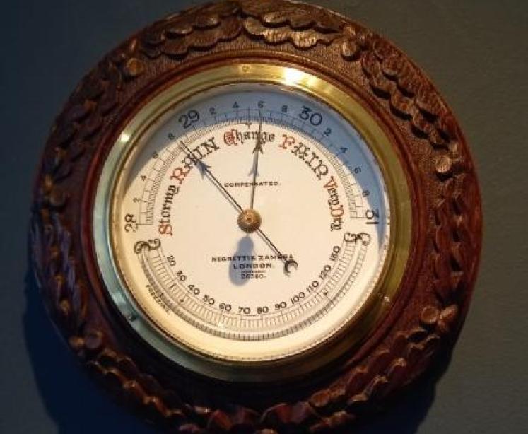 Antique Acorn Leaf Negretti & Zambra Barometer - Image 1