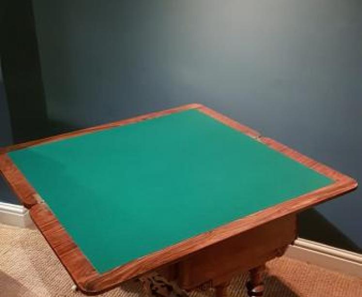 Victorian Burr Walnut Card Table - Image 2