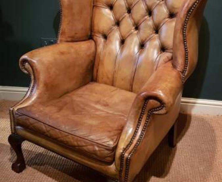 1930's Hide Wing Back Arm Chair - Image 2