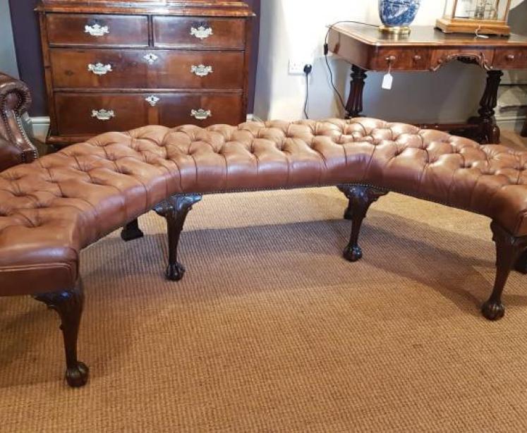 Late Victorian Leather Upholstered Bay Window Seat - Image 1