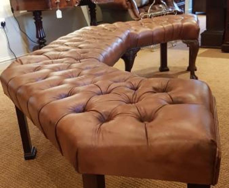Late Victorian Leather Upholstered Bay Window Seat - Image 2