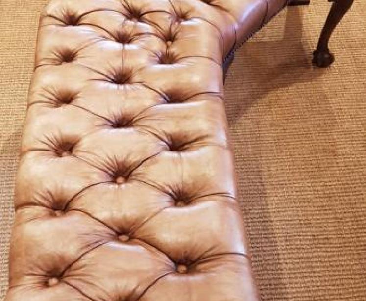 Late Victorian Leather Upholstered Bay Window Seat - Image 3