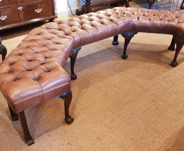 Late Victorian Leather Upholstered Bay Window Seat - Image 6