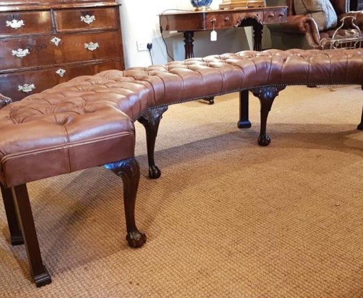 Late Victorian Leather Upholstered Bay Window Seat - Image 7