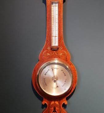 Superb Victorian Inlaid Banjo Barometer