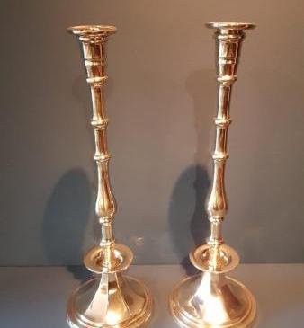 Pair of Impressive Victorian Brass Candlesticks