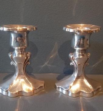 Pair of Edwardian Silver Shaped Candlesticks