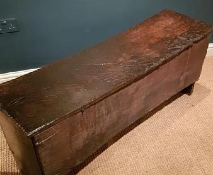 Superb Early Carved Oak Sword Box - Image 2