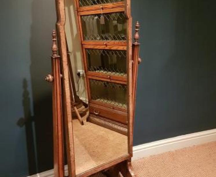 Elegant Walnut Framed Cheval Mirror - Image 6