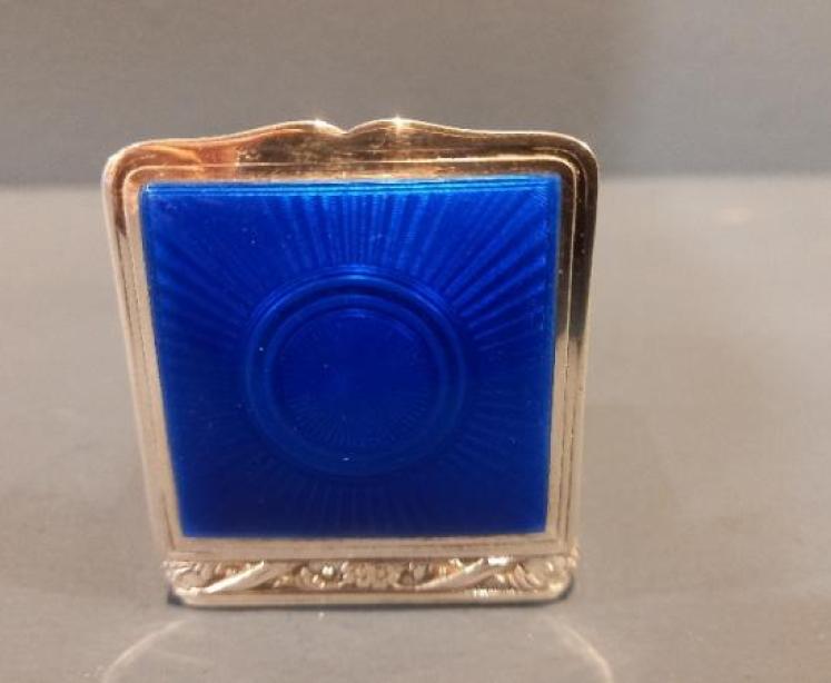Antique Silver & Royal Blue Enamel Pill Box - Image 2