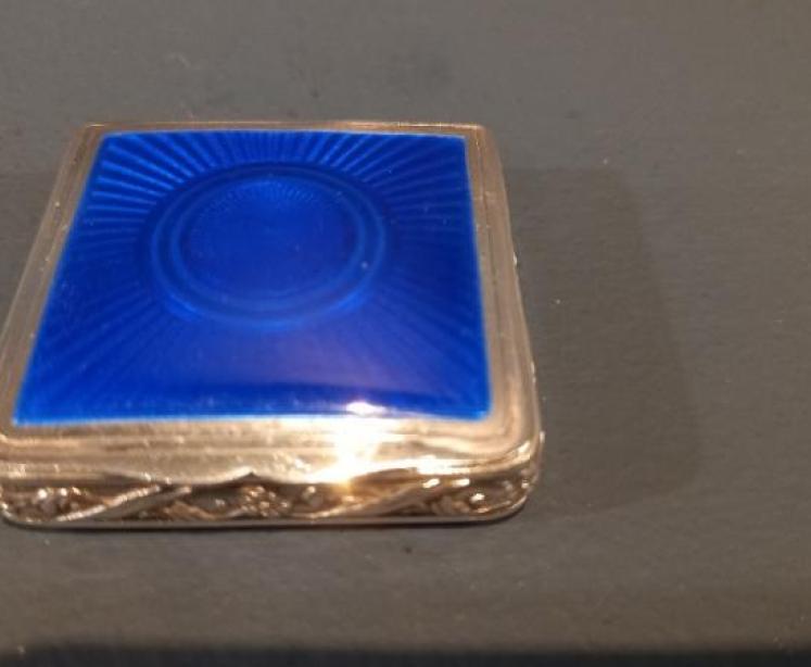 Antique Silver & Royal Blue Enamel Pill Box - Image 6