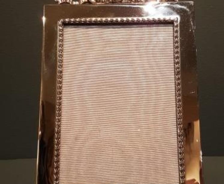 Edwardian Silver Ribbon Crest Photo Frame - Image 3