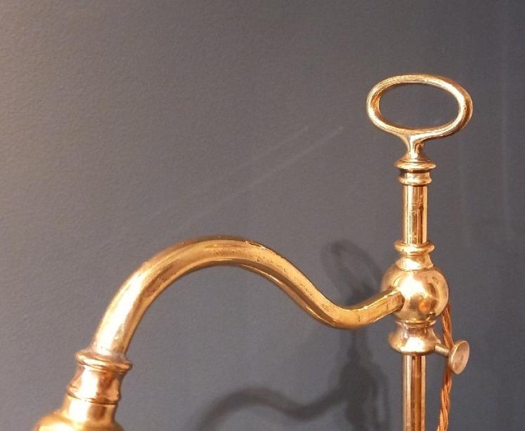 Antique Vaseline Glass Shade Rise & Fall Table Lamp - Image 3