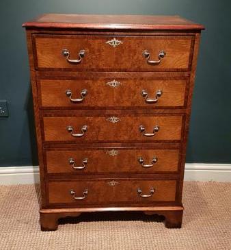 Edwardian Burr Walnut Tallboy Chest