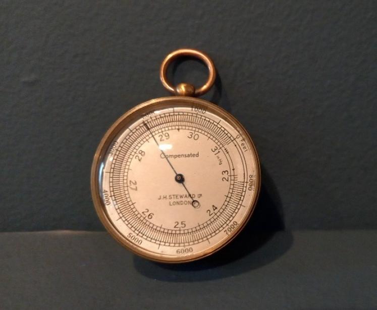 Late Victorian Gilt Brass London Pocket Barometer in Case - Image 2