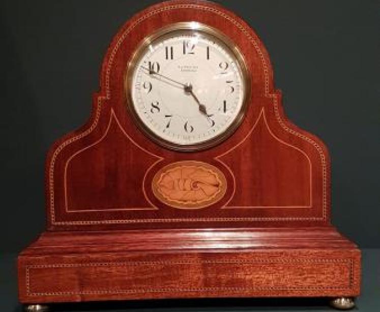 Superb Unusual Shaped Inlaid Mantel Clock - Image 1