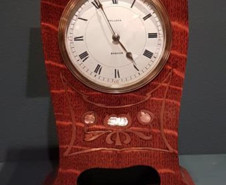 Impressive Inlaid Oak Mantel Clock - Image 1