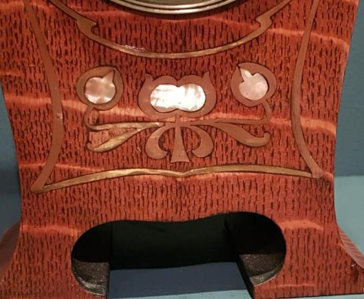 Impressive Inlaid Oak Mantel Clock - Image 5