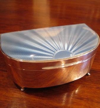 Superb George V Silver & Guillouche Enamel Jewel Box