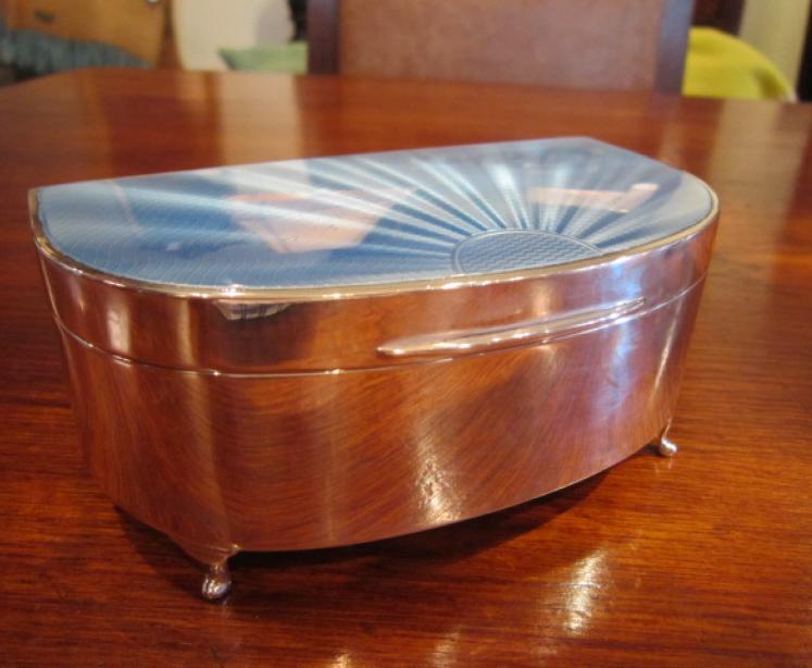 Superb George V Silver & Guillouche Enamel Jewel Box - Image 3