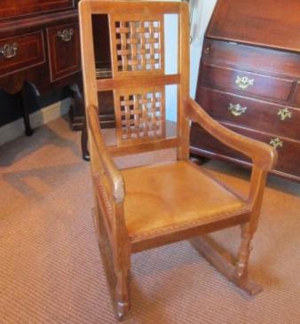 Rare 1950's Mouseman Oak Rocking Armchair