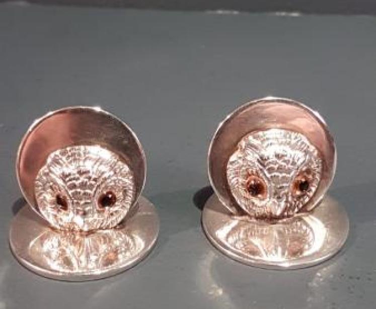 Pair of George V Silver Owl Menu Holders - Image 1