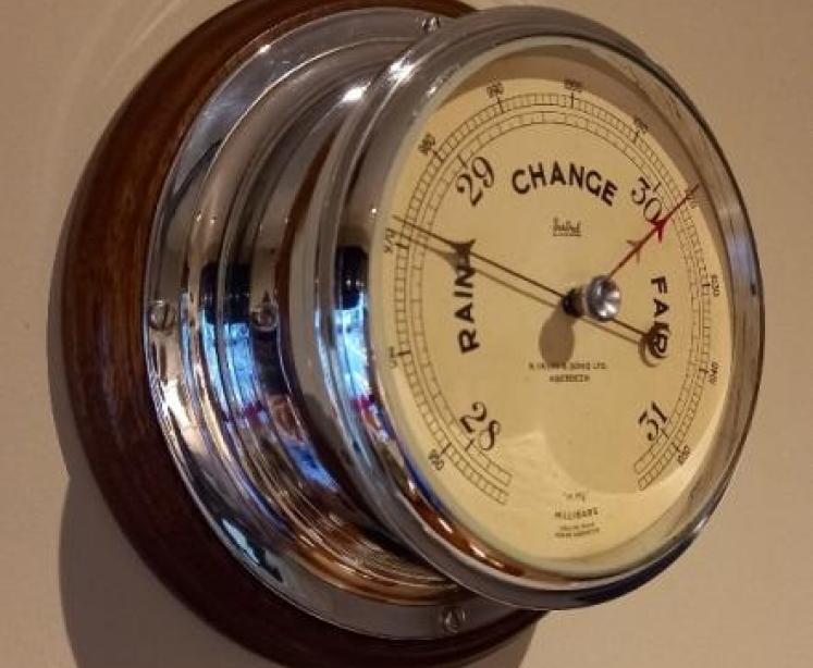 Antique Aberdeen Bulkhead Marine Barometer - Image 1