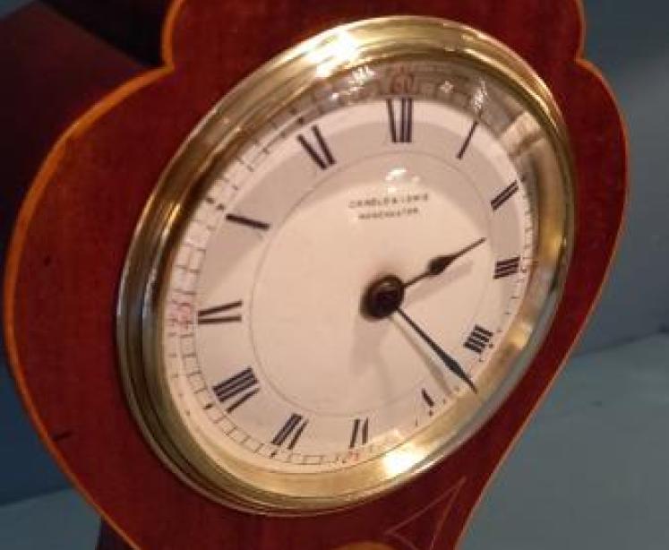 Fine Antique Greek Torch Inlaid Panel Mantel Clock - Image 4