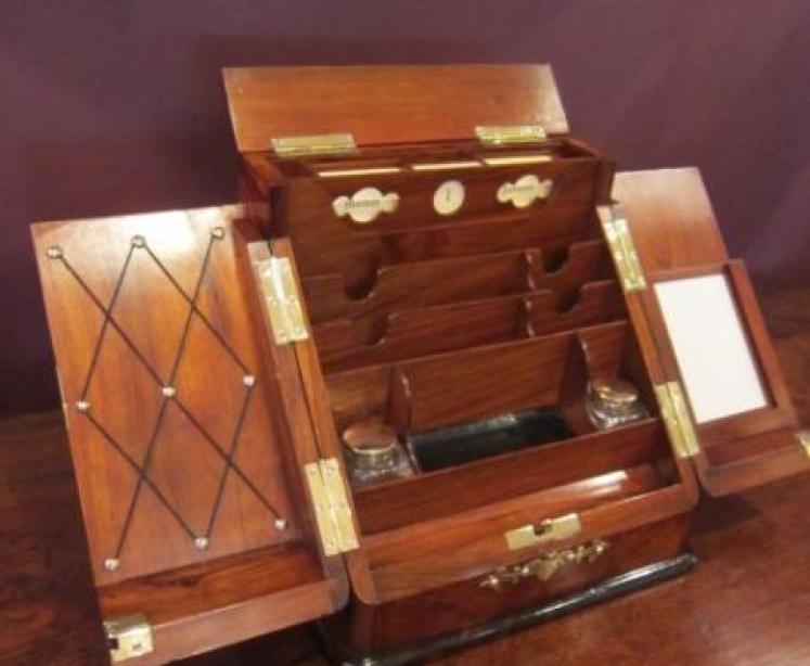 Stunning Victorian Burr Walnut Stationery Box - Image 3