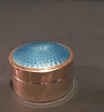 Antique Silver & Blue Enamel Pill Box
