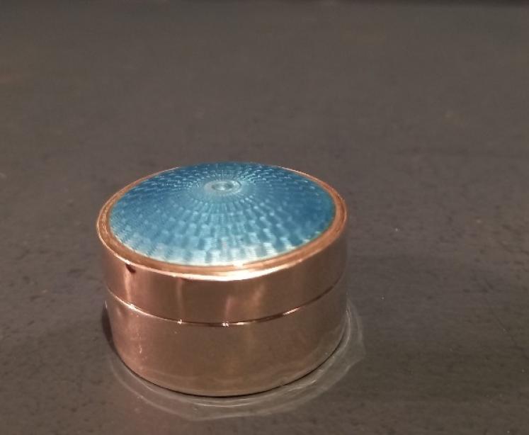 Antique Silver & Blue Enamel Pill Box - Image 1