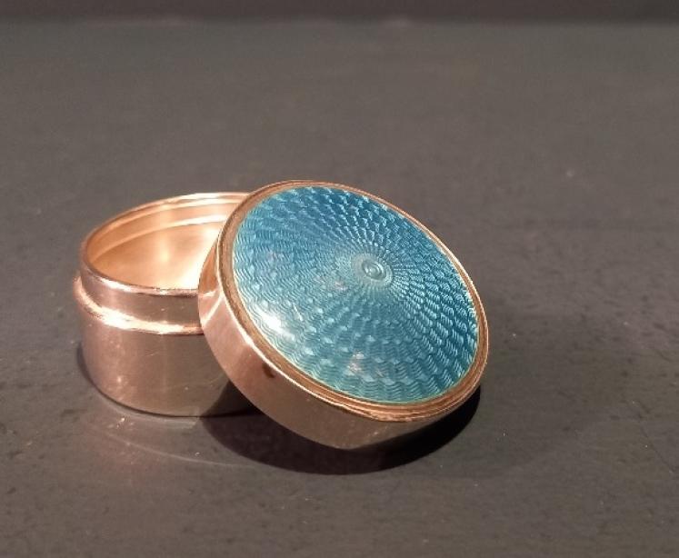 Antique Silver & Blue Enamel Pill Box - Image 4