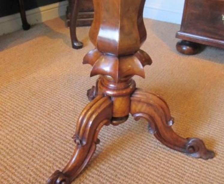 Early Victorian Walnut Fruitwood Inlaid Work Table - Image 2