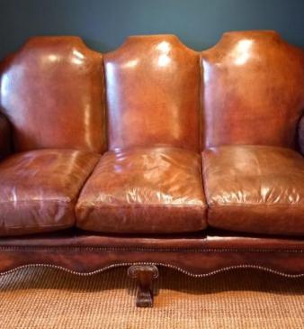 Antique William & Mary Style Leather Sofa