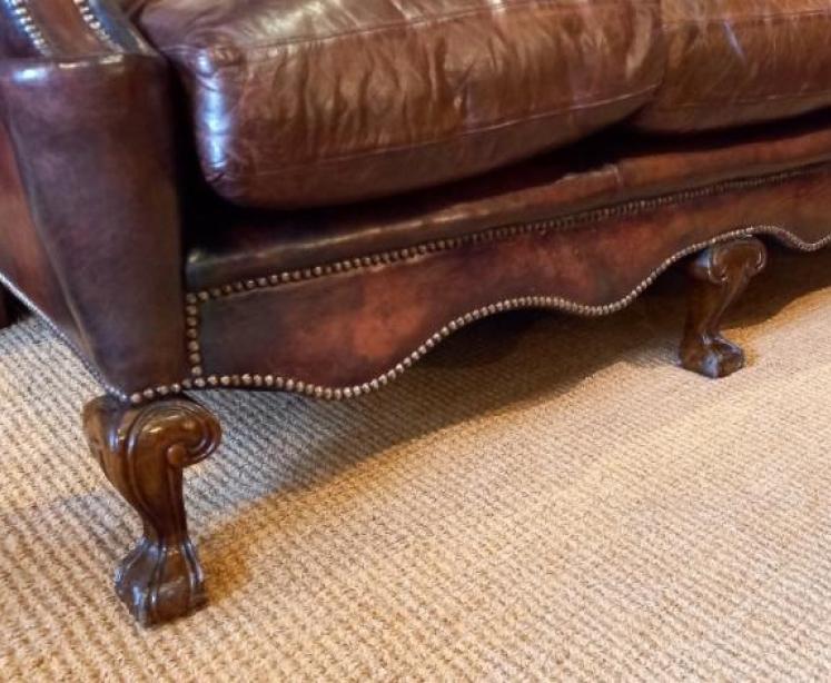 Antique William & Mary Style Leather Sofa - Image 4