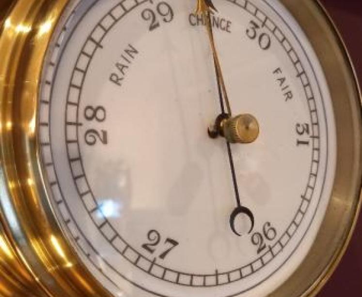 Late Victorian Brass Bulkhead Marine Barometer - Image 2