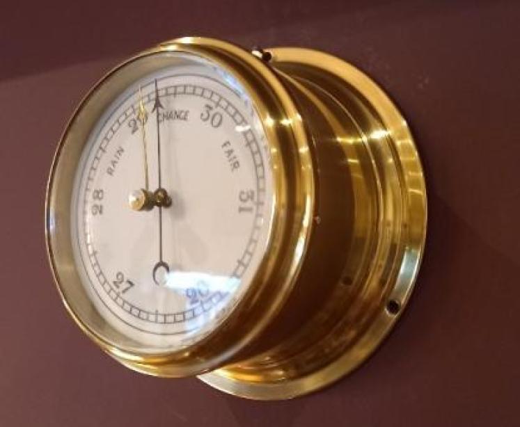 Late Victorian Brass Bulkhead Marine Barometer - Image 7