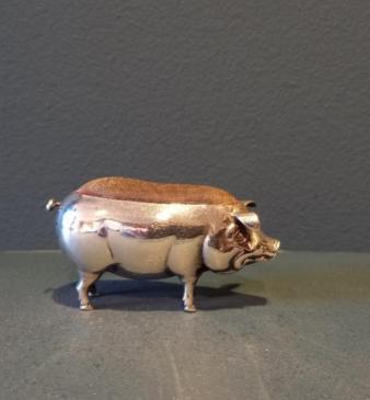 Edwardian Silver Novelty Pig Pin Cushion