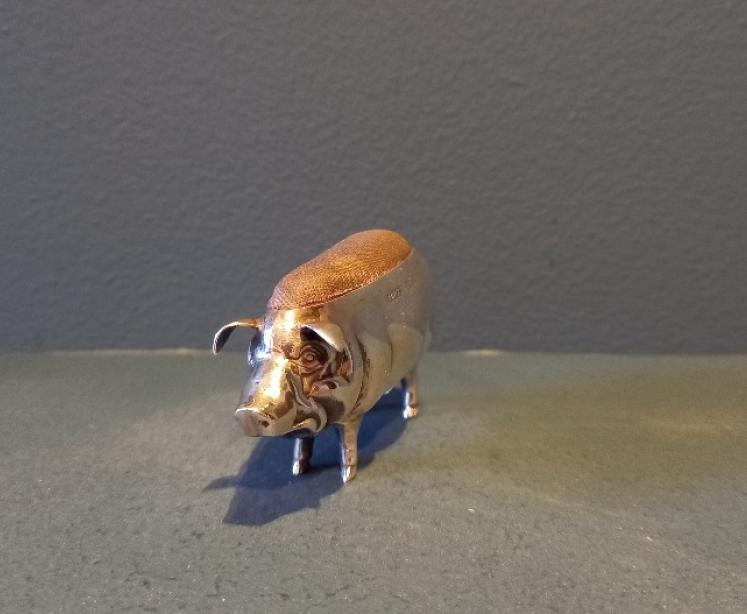 Edwardian Silver Novelty Pig Pin Cushion - Image 3