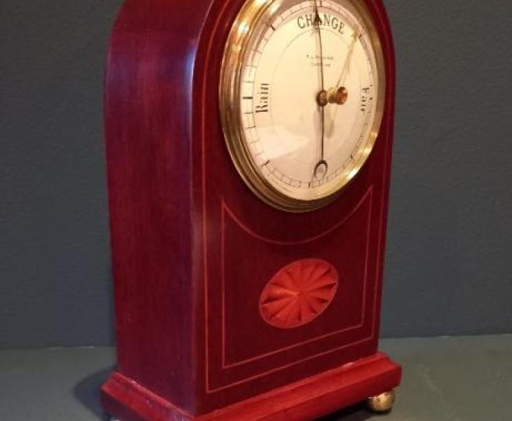 Late Victorian Sheraton Inlaid Desk Top Barometer - Image 7