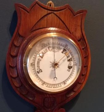 Victorian Solid Oak Aneroid Barometer