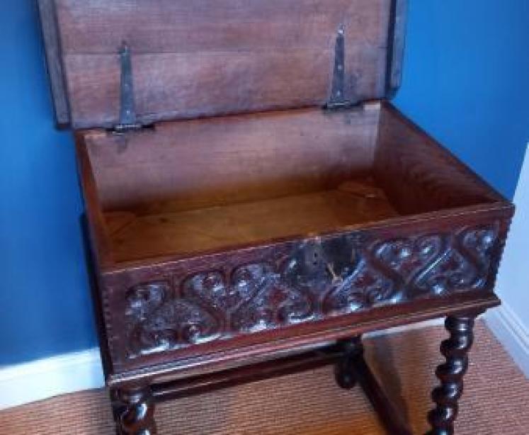 Rare Early 17th Century Oak Bible Box on Stand - Image 6