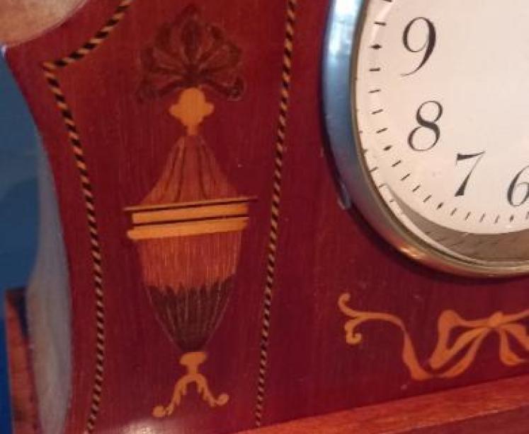 Antique Sheraton Grecian Urn Inlaid Mantel Clock - Image 2