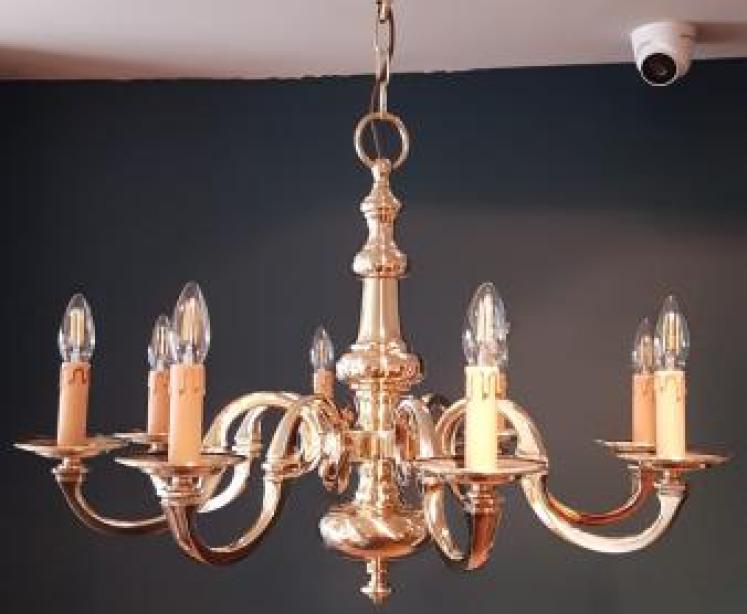 1920's Cast Brass Chandelier - Image 1