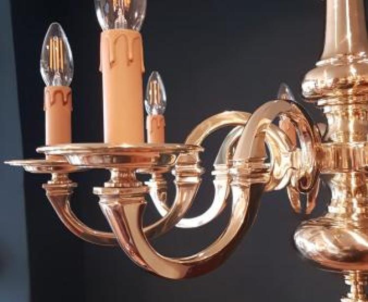 1920's Cast Brass Chandelier - Image 5