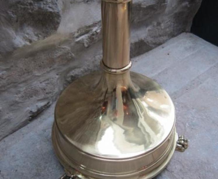 Large Victorian Brass Floor Standing Church Candlestick - Image 2