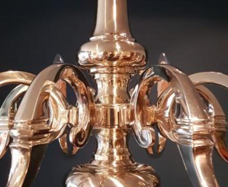 1920's Cast Brass Chandelier - Image 6