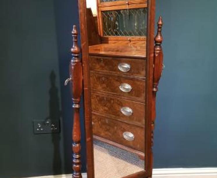 Edwardian Oak Cheval Mirror - Image 1